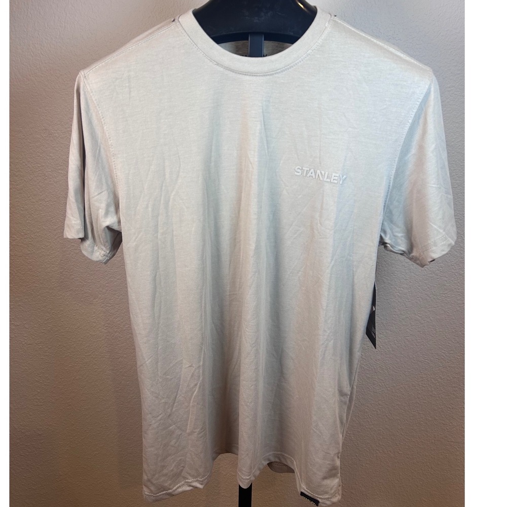 Stanley Workwear Mens Short Sleeve T-Shirt Light Tan Crewneck Logo Tee Large NEW